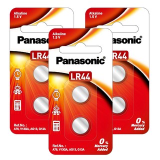 Panasonic 鹼性鈕扣電池 LR-44TW/2B, 2顆, 3組