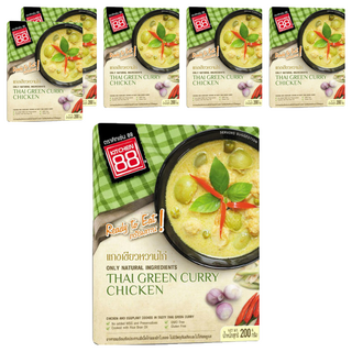 KITCHEN 88 泰式綠咖哩雞即食調理包 無添加味精和防腐劑, 200g, 6盒