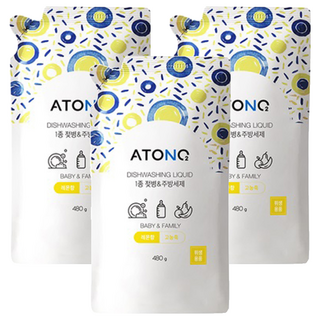 아토앤오투 1종 젖병 & 주방세제 리필 레몬향, 480g, 3개