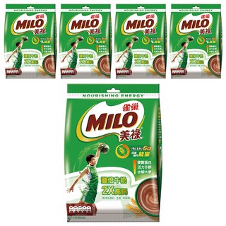 MILO 美祿 雙倍牛奶2X高鈣 可可麥芽飲品，活力維生素B群，無添加香料、色素、防腐劑, 30g, 14包, 5袋