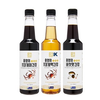 HONG YEONG UI 醬油禮盒組 紅雪蟹醬油 500ml+紅雪蟹白醬油 500ml+香菇醬油 500ml, 1組