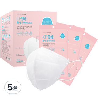 Polytech KF94 鳥嘴型 大型 環保口罩, 5盒, 50片, 白色