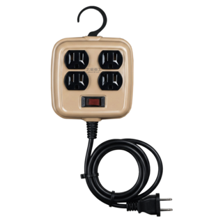 MAX STAR 太星電工 一開四插工業風延長線, 1.8m, 沙棕色, 1條