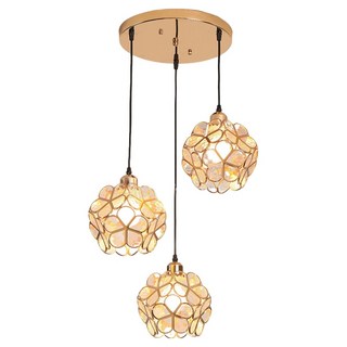 Honey Comb 餐廳吊燈 蜂巢造型燈罩 三燈設計 金屬電鍍燈體, 1入, 美式鄉村風 金色 + 黑色