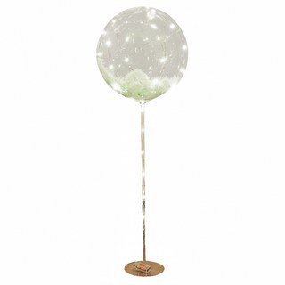氣球快易送 A款 銅線燈 + 綠羽毛 + 波波支架 18吋波波球 + LED燈組合 + 70CM氣球支架 + 底座, 綠色, 1組