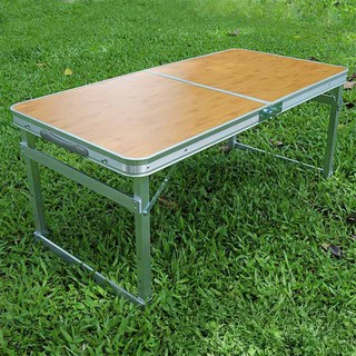 FOSO 方管無傘孔鋁合金折疊桌 加寬款 竹紋 輕巧便攜 露營桌, 1個