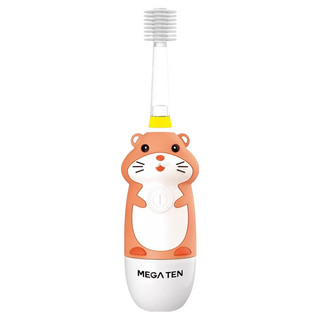 兒童聲波電動牙刷 柔軟刷毛 LED燈照明, 哈姆太郎 橘色, 1支, MEGA TEN kids sonic