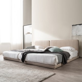 삼익가구 루시 슬림형 저상형 패밀리 침대 프레임 2p + 7존 독립스프링 매트리스 2p 세트 방문설치, 베이지(프레임), 단일 색상(매트리스)