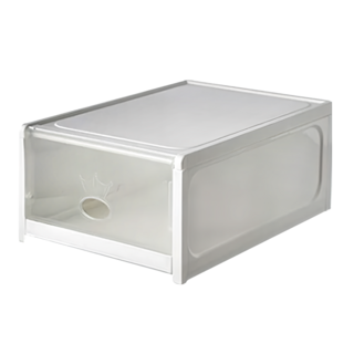 可視掀蓋自動抽拉式鞋盒, 白色, 1組
