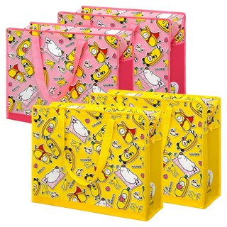 Popofancy Lululala 圖案篷布袋 黃色 2p + 粉色 2p, 混色