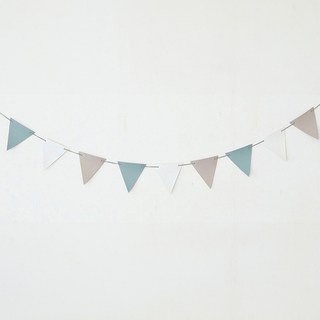 DECOTONIK 派對皮革三角拉旗, 薄荷色+白色+淺棕色