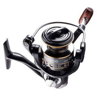 Rooblinos 輕型金屬紡車輪旋轉捲線器 淡海水通用 路亞, 黑色, BK1000