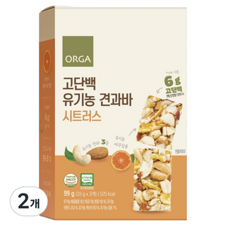 ORGA 高蛋白堅果棒 柑橘口味, 2個, 99g