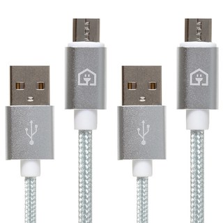 홈플래닛 패브릭 고속충전케이블 5핀, 1.5m, 실버, 2개