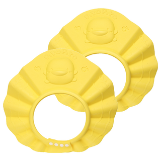 PiYOPiYO小鴨 波浪調節隔水帽 四段鈕扣調節 質地柔軟 具有彈性, 黃色, 2個