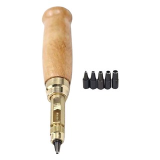 日本DIY自動皮帶打孔器6件組, 木色 + 金色, 1組