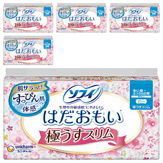 SOFY 蘇菲 日本原裝進口 敏感肌極輕薄衛生棉 日用量多 無翼型, 21cm, 27片, 5包