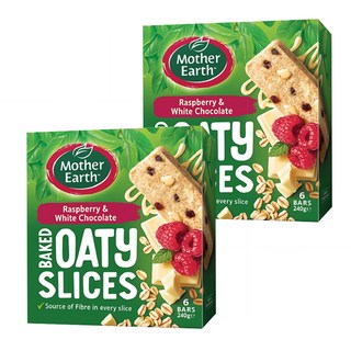 Mother Earth 烘焙燕麥棒，覆盆莓和白巧克力口味，纖維來源，6條裝, 240g, 2盒