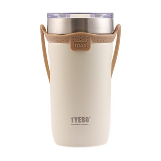 TYESO 泰碩 不鏽鋼真空手提束帶隨行杯, 奶油色, 550ml, 1個