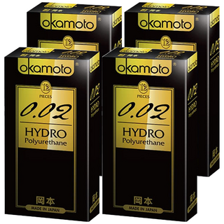 okamoto 岡本 0.02 HYDRO POLYURETHANE 水感勁薄衛生套, 12入, 4盒