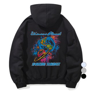 Elimeno 男女通用 EL 星塵毛圈布寬鬆版連帽T恤 ELH0385