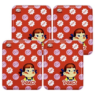 FUJIYA 不二家 Peko 牛乳糖方罐 經典花 紅色 40g 懷舊經典 香醇濃郁, 4盒