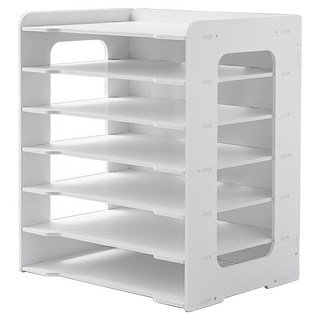 文件置物架 PVC環保材質 34*25*39cm 中國製, 7層, 白色