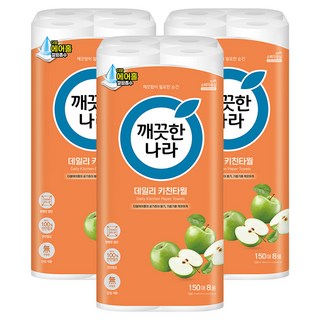 깨끗한나라 데일리 천연펄프 키친타올, 8개입, 3개