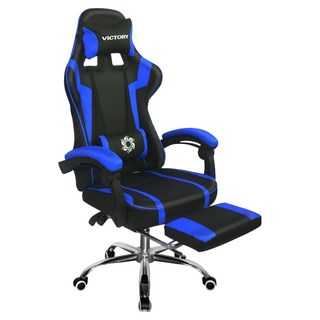 C-FLY 時尚家居 賽車電競皮椅 升級擱腳抬, 黑藍色, 1入
