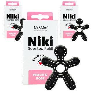 Mr&Mrs FRAGRANCE Niki 車用芳香劑補充蕊, 蜜桃玫瑰, 3個