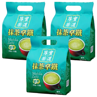 MOCCA 摩卡 厚實茶道 抹茶拿鐵, 25g, 15包, 3袋