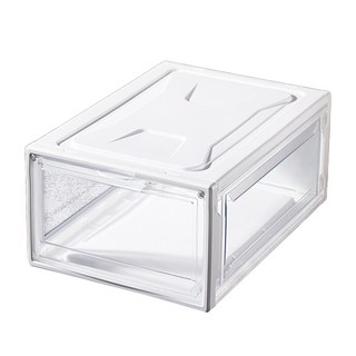 磁吸側開透明鞋盒, 灰色, 1個