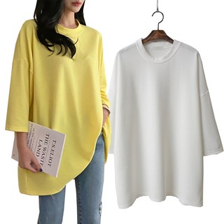 brg girl story 女款大尺碼圓領寬鬆素色T恤 2入組