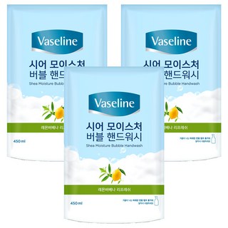바세린 시어 모이스처 버블 핸드워시 레몬버베나향 리필, 450ml, 3개