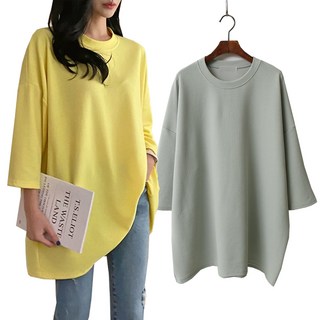 brg girl story 女款大尺碼圓領寬鬆素色T恤 2入組