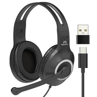 맥스틸 C타입 USB 유선 헤드셋, 블랙, GM-HC70