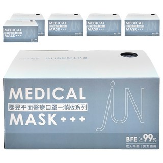 JUN 郡昱 成人平面滿版醫療口罩, 夏雪草灰, 50片, 6盒