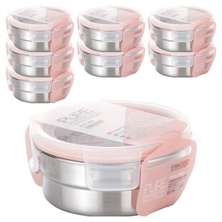 스텐락 퓨어 밀폐용기 원형 3호, 8개, 300ml