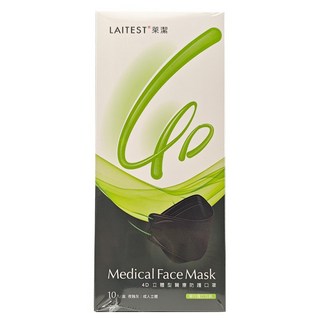 LAITEST 萊潔 4D立體型醫療防護口罩, 10個裝, 1盒, 夜蝕灰