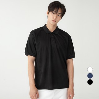 CARET 中性款涼感短袖polo衫, 黑色