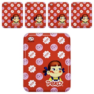 FUJIYA 不二家 Peko 牛乳糖方罐 經典花 紅色 40g - 懷舊零食 牛奶糖的甜蜜滋味, 5盒