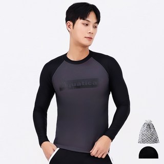AQUATICA 男款插肩防曬長袖泳衣 AQAMAA+泳帽+收納袋組