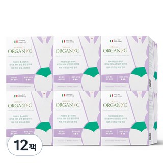 ORGANYC 헤비 플로우 생리대 날개형, 대형, 10개입, 12개