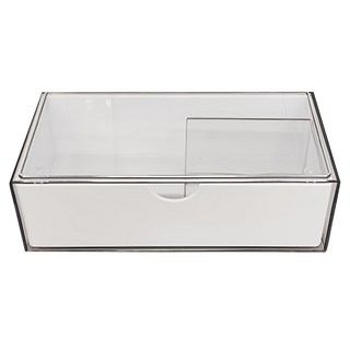 NS 組合鏡櫃收納盒 抽屜分格款, PET材質, 外透內白, 1個