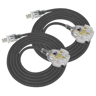 PowerSync 群加 2P 1對3帶燈動力延長用電源線組 TU23V815, 15m, 黑色, 2條