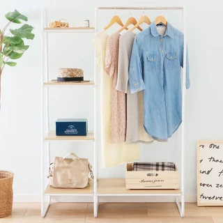 IRIS OHYAMA 愛麗思歐雅瑪 獨特木板風格分層收納吊掛衣架 PI-B3, 白色