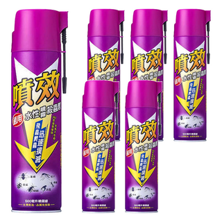 噴效 通用水性噴霧殺蟲劑, 6瓶, 600ml