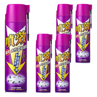 噴效 通用水性噴霧殺蟲劑, 5瓶, 600ml