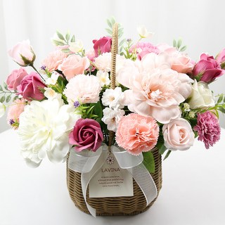 LAVINA 비누꽃 플로리아 바구니, 핑크, 1개