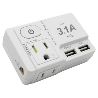 安全達人 按壓式 1開2插 PD 20W+USB插座 3孔+2孔, 8.3cm, 白色, 1個